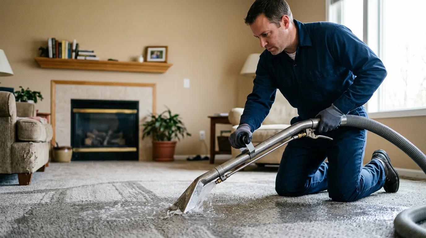 Water damage restoration technician working near Clio, IA